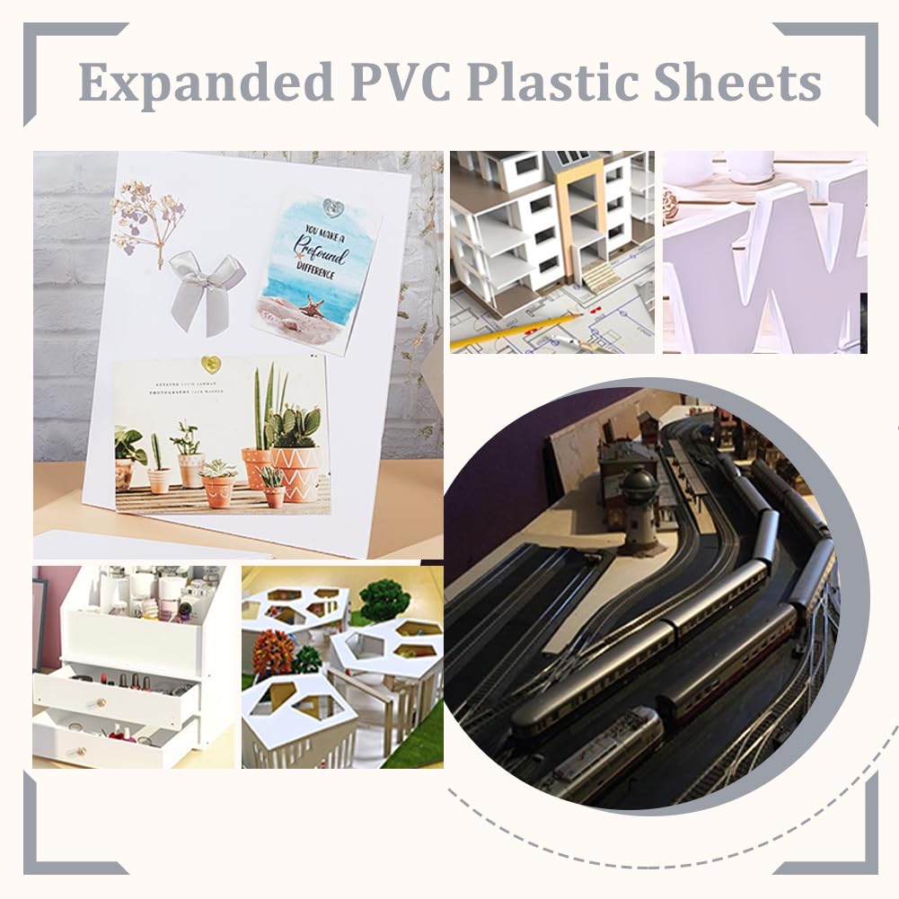 AHANDMAKER 8Pcs Expanded PVC Plastic Sheets, 11.81x7.85 Inch Rigid White PVC Foam Sheet, 3mm Thick Craft Foam Paper, PVC Board Sheets for Crafts and Arts, Presentations, Signboards, Outdoors Use