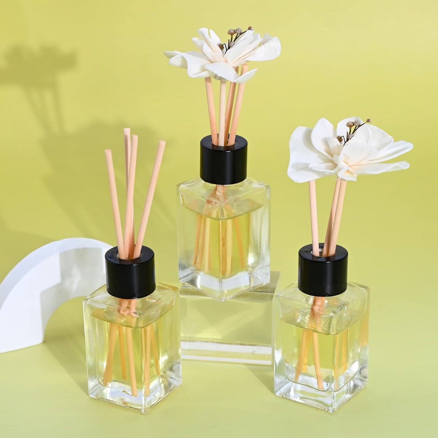 JUYRLE Reed Diffuser Making Kit- DIY Flower Reed Diffuser Set for Home with Essential Oil, Sticks, Glass Bottle, Air Fresheners for Home Office Bathroom Shelf Aromatherapy Decor Gifts for Women & Men