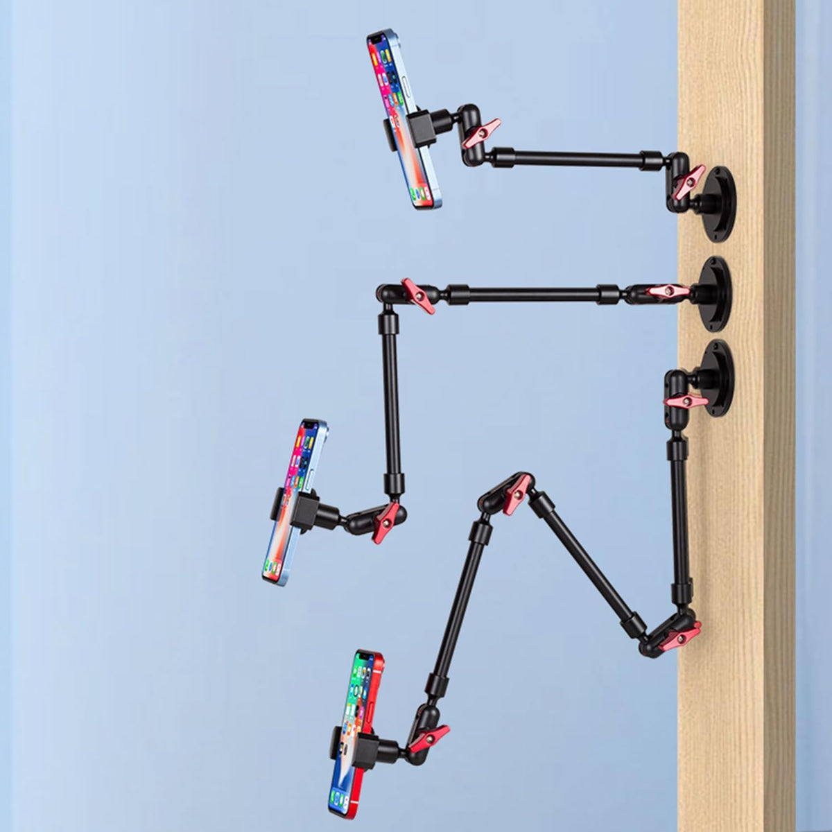 Super Upgraded Magic Arm with LED, 82cm Length, Phone Wall Mount Holder Bracket, Desk Mount, Phone Clip and Camera Clamp（Metal Base +82cm arms+Metal Clip