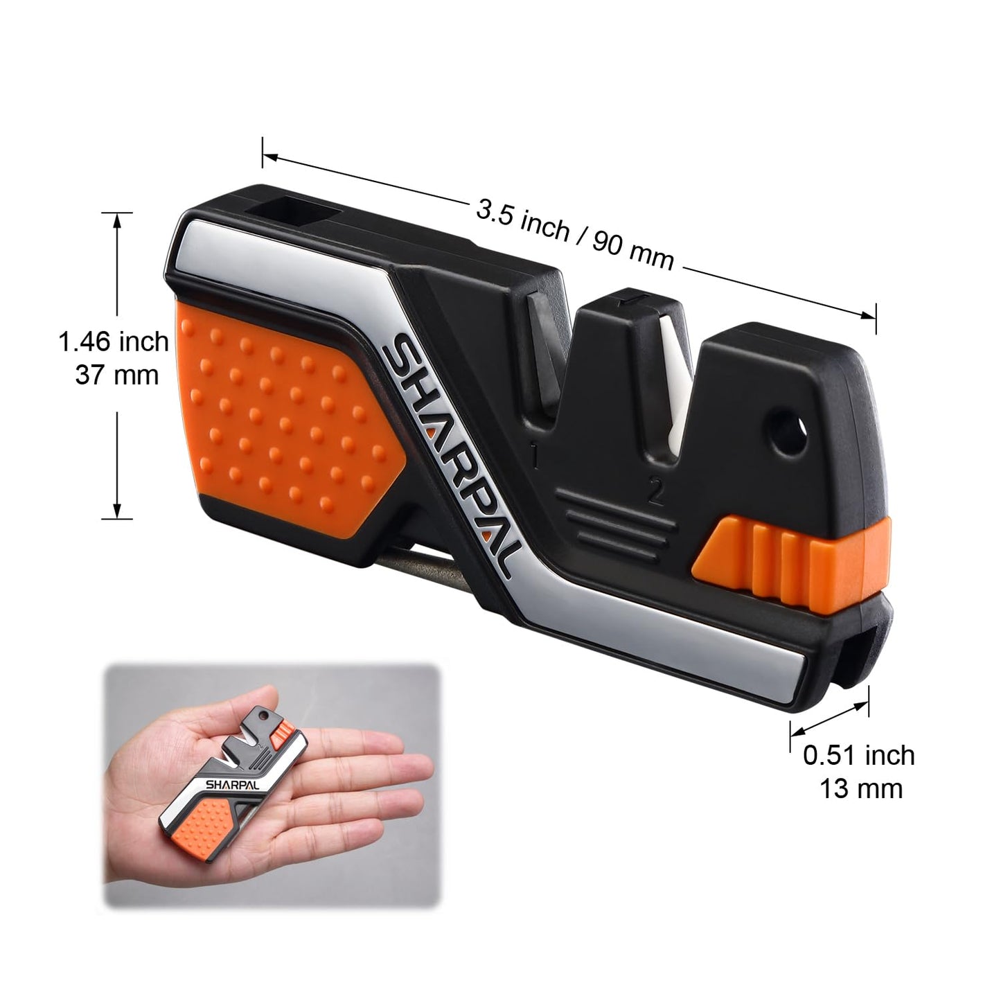 SHARPAL 101N 6-in-1 Pocket Knife Sharpener & Survival Tool – Diamond Sharpening Rod, Fire Starter Ferro Rod, Whistle – Sharpens Straight & Serrated Blades, Repairs & Hones Knives Mothers Day Gifts
