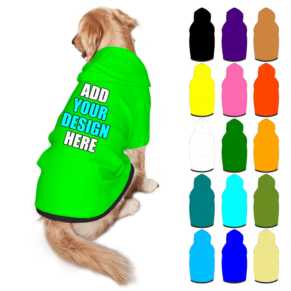Mynvzrk Custom Dog Clothes with Photo Name Logo Personalized Dog Sweaters for Small Medium Large Dogs Breathable Warm, Gold, L
