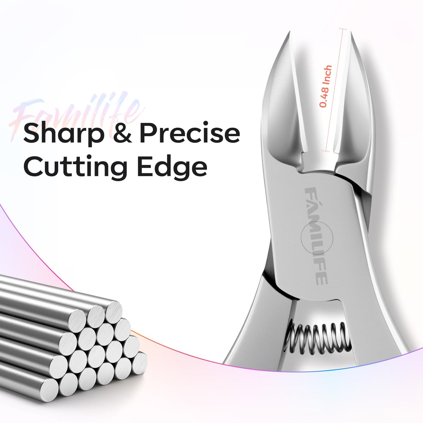 FAMILIFE Toe Nail Clippers for Thick Toenails, Professional Stainless Steel Ingrown Toenail Clippers, Sharp Durable Blades Pedicure Tools with Non-Slip Plastic Handle for Salon & Home Use
