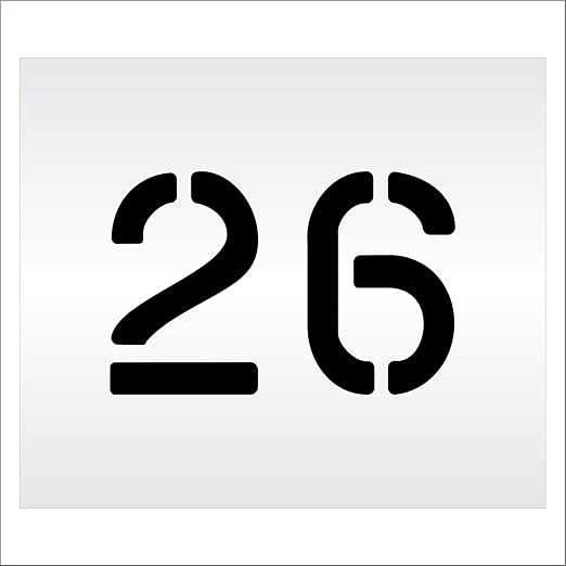 Pavement, Curb, and WheelStop Stencils - 6 inch Double Number Stencil - (26) - 6" x 9" x 1/8" (128 mil) - Pro-Grade