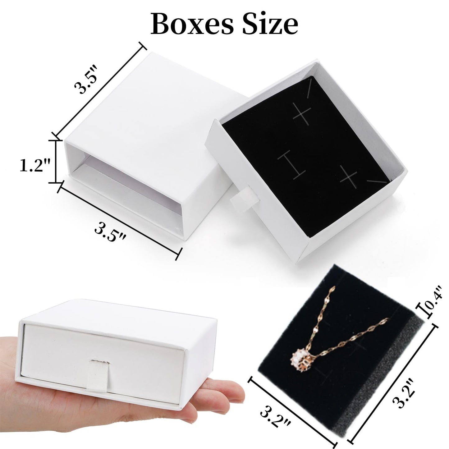 WRINGKIT 24 Pack White Cardboard Jewelry Gift Boxes Bulk, Square Jewelry Gift Boxes 3.5x3.5x1.2 Inch, Jewelries Packing Box with Lids Foam Cushion for Necklace Earring Bracelet Ring Display Storage