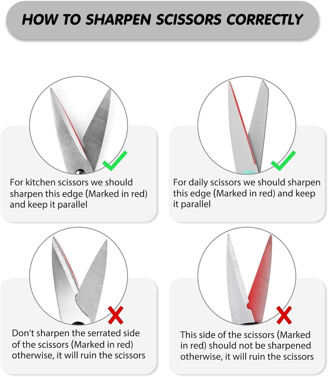 4-In-1 Manual Knife Sharpener for Kitchen Knives & Scissors, Professional Pull-Through Knife Sharpener with Tungsten Steel & Ceramic Slots, Non-Slip Base, Easy to Use for Chef Knives & Serrated Blades