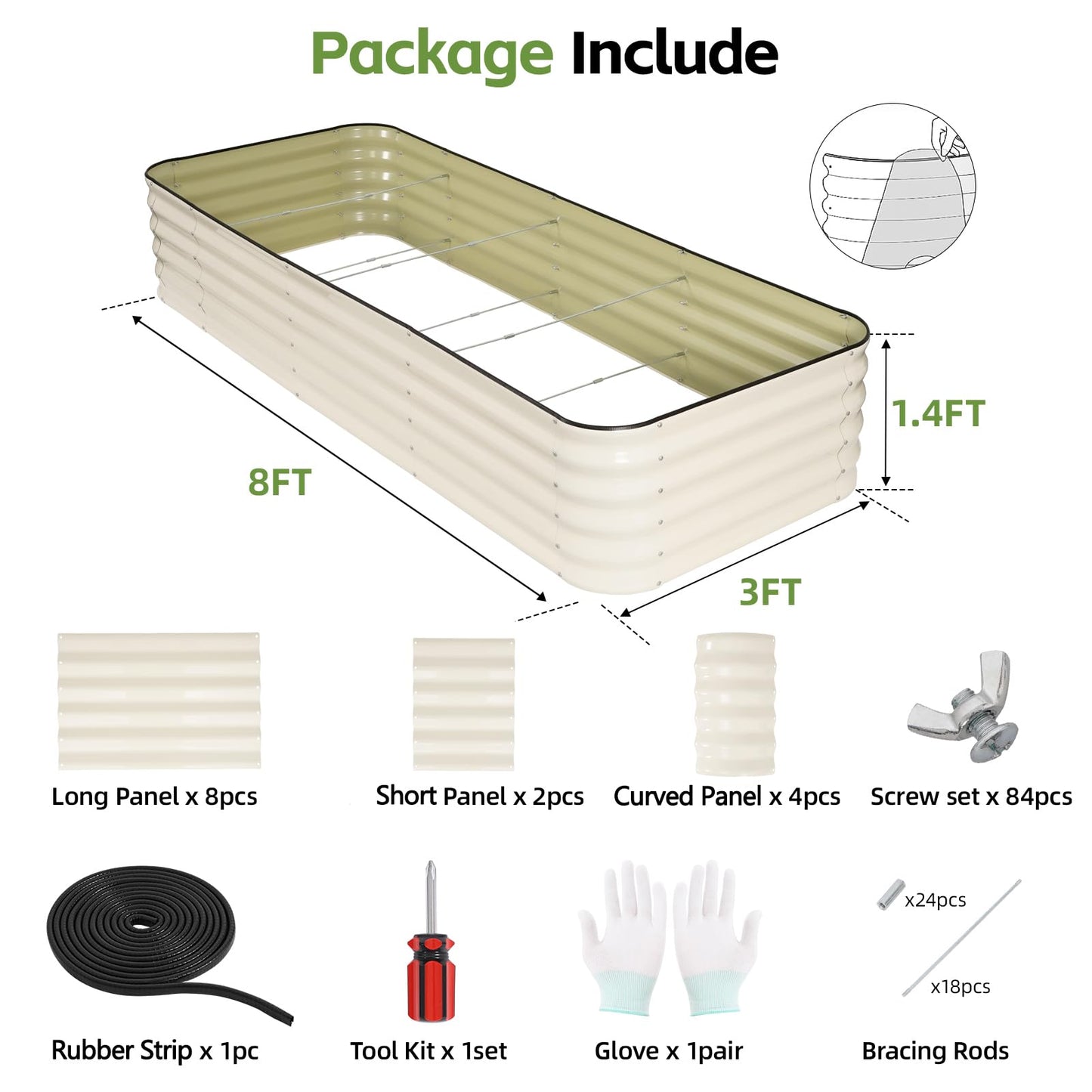 GoCampDriect 6IN1 Raised Garden Bed - 8x3x1.4ft Galvanized Raised Garden Boxes Outdoor Corrosion Resistant | Variable Shape 9x2x1.4ft Metal Raised Garden Beds for Planting Vegetable, Fruits,Flower