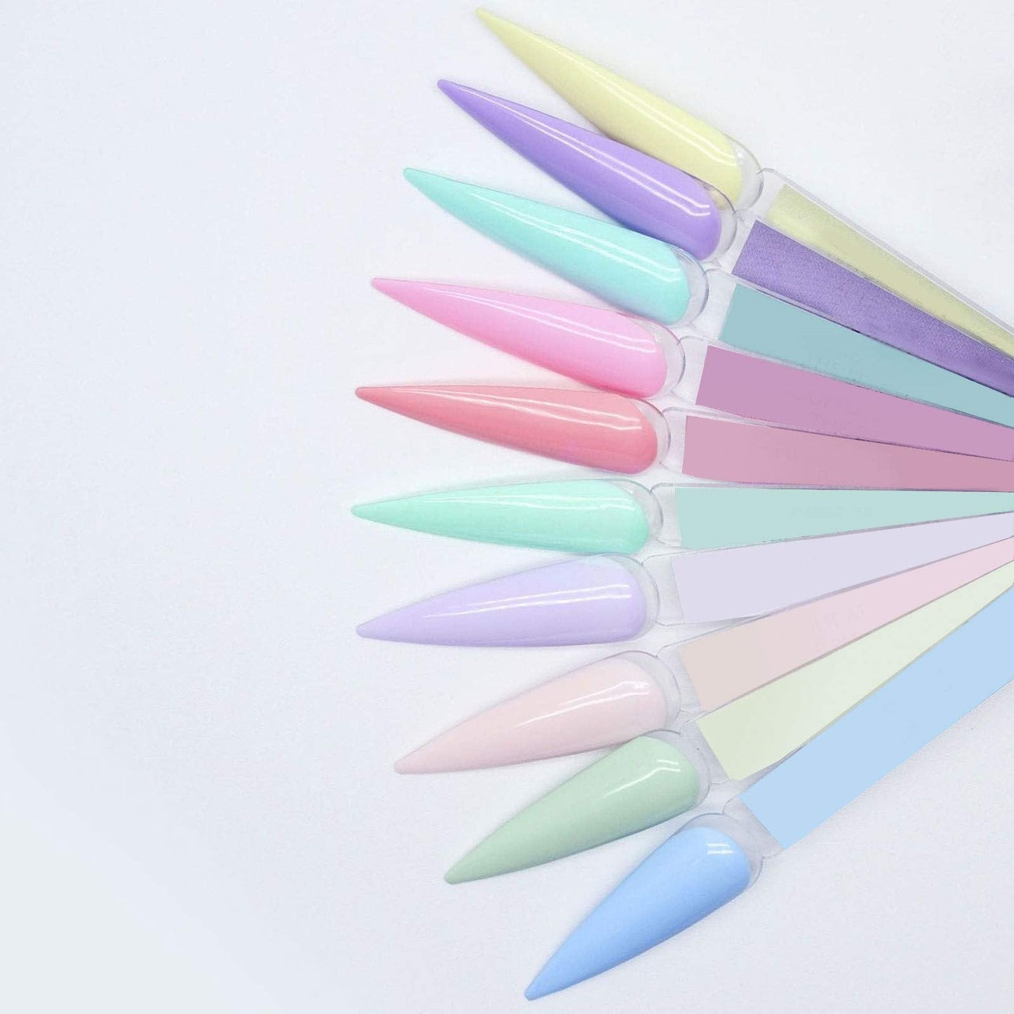 Kinjoek 8 Set Total 400 Pointed Tips Clear Nail Swatches Sticks Nail Art Supplies Practice Display Board for Nail Art Polish Display and Home DIY,transparent