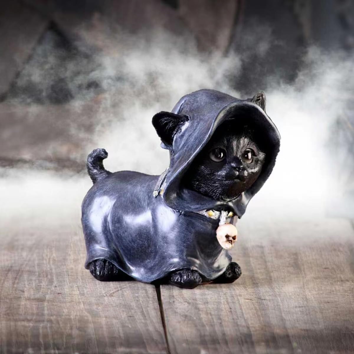 zhuja Halloween Black Cat Statue Decor Gothic Cat Lovers Witchy Home for Outdoor Patio Lawn Yard Decoration (Black)