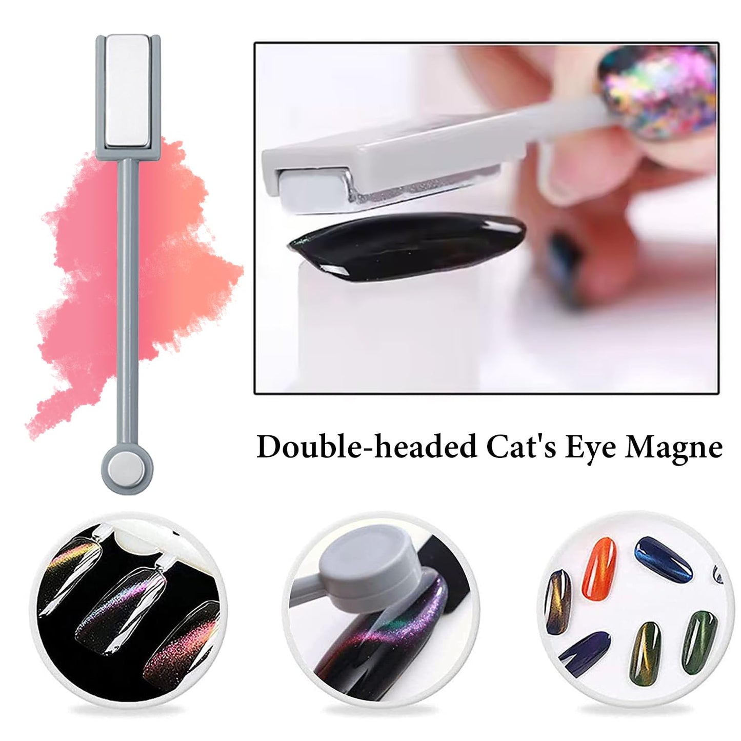 SILPECWEE 13Pcs Cat Eye Magnet for Nails, Super Magnetic Nail Polish Magnet Cat Eye Gel Nail Polish Magnet 3d Cat Eye Magnetic Wand Nail Magnets For Nail Art Tool Accessories
