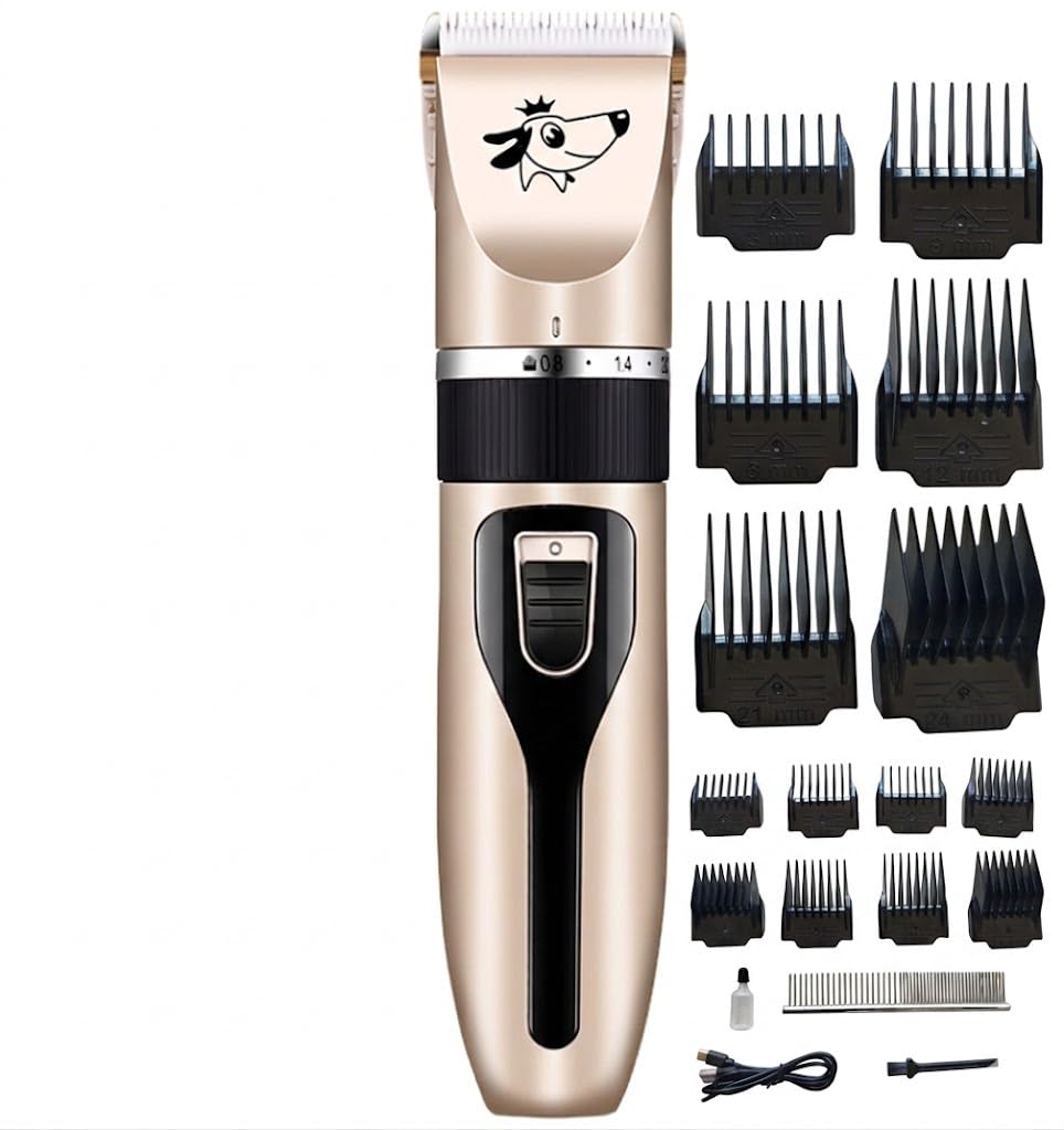 VCM Dog Clipper 2 in 1 Grooming Kit Electric Rechargeable Cordless Shaver Replaceable Paw Trimmer Blade Low Noise for Dog Cat Pet