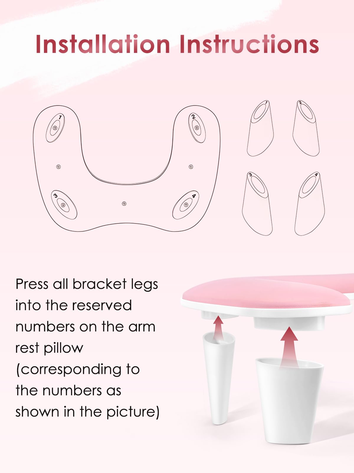 Arm Rest for Nails Tech - U-shaped Manicure Nail Hand Rest Pillow Cushion, Big Microfiber Leather Nail Arm Rest Stand for Acrylic Nail Art Tech (Pink)