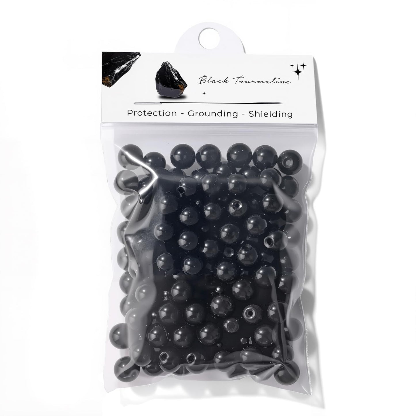 Raicegs 100pcs 8mm Black Tourmaline Beads Natural Gemstone Beads Round Loose Beads for Jewelry Making DIY Bracelets Necklace