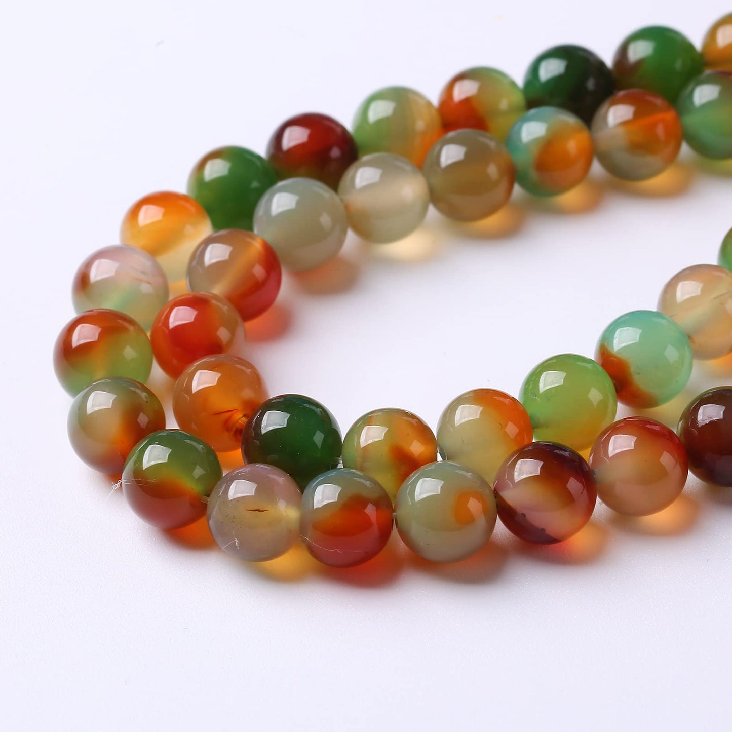 90PCS 8mm Natural Peacock Agates Beads for Jewelry Making Semi Precious Loose Gemstones Beads DIY Bracelet Necklace 2 Strand 32"