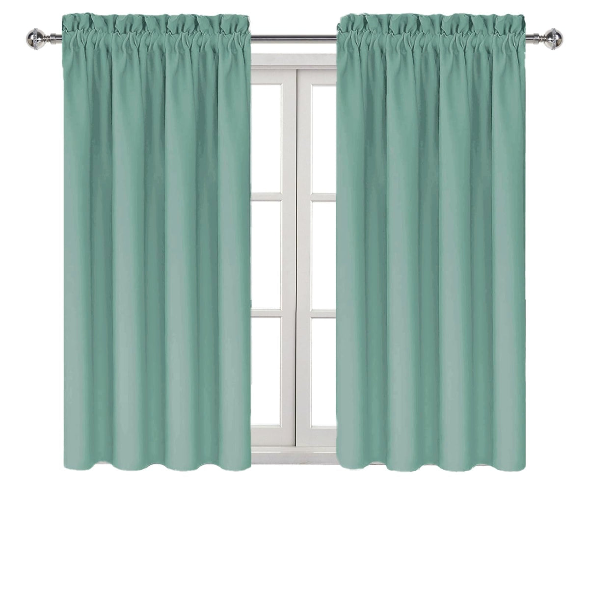 Blackout Curtains for Bedroom 42 x 45 Inch Long Sage Green 2 Panels (2 Count)