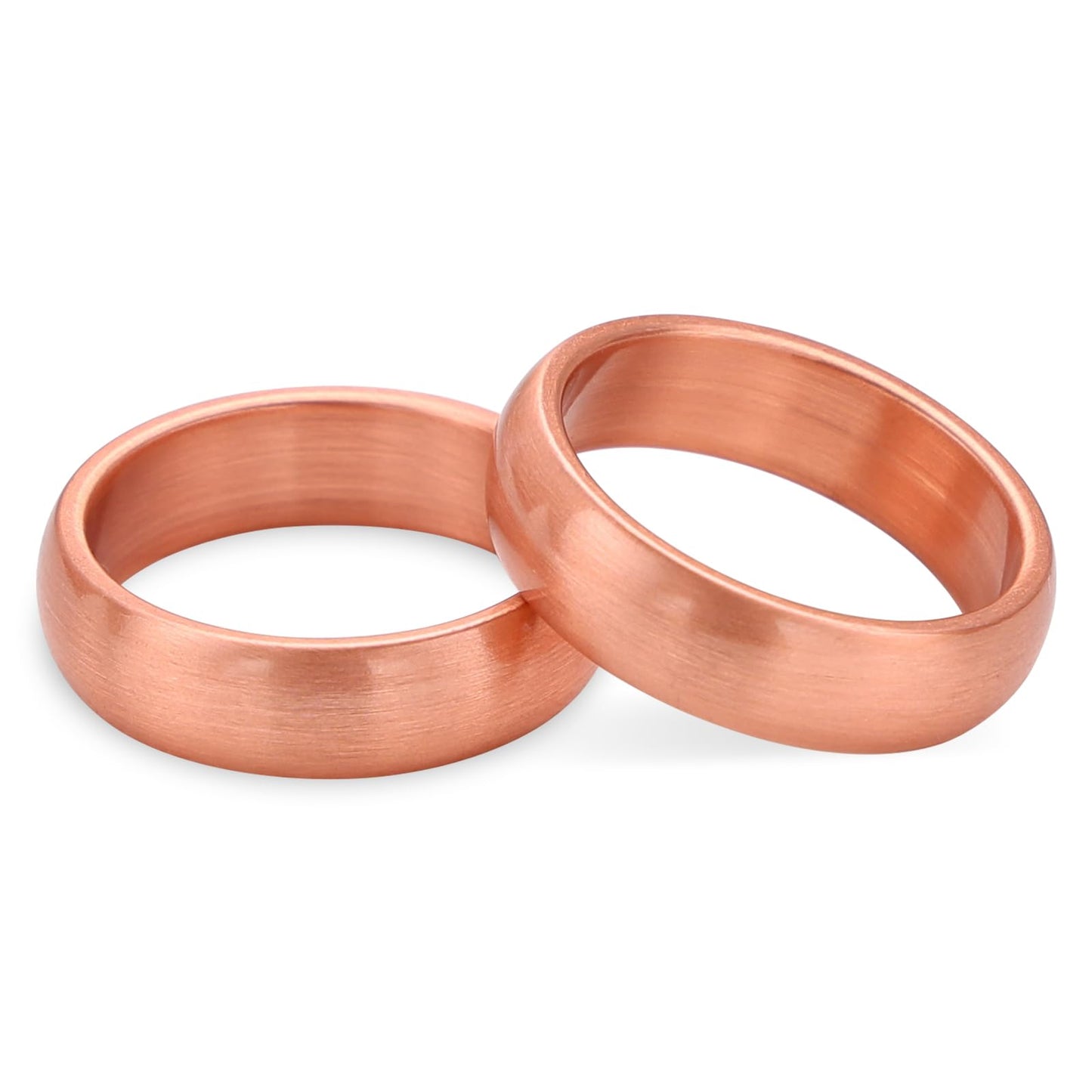 MagEnergy 2Pcs Solid Pure Copper Ring for Men & Women, Uncoated 6mm Wide, Non-Magnetic Smooth Polish, Sizes 4.5-10.5