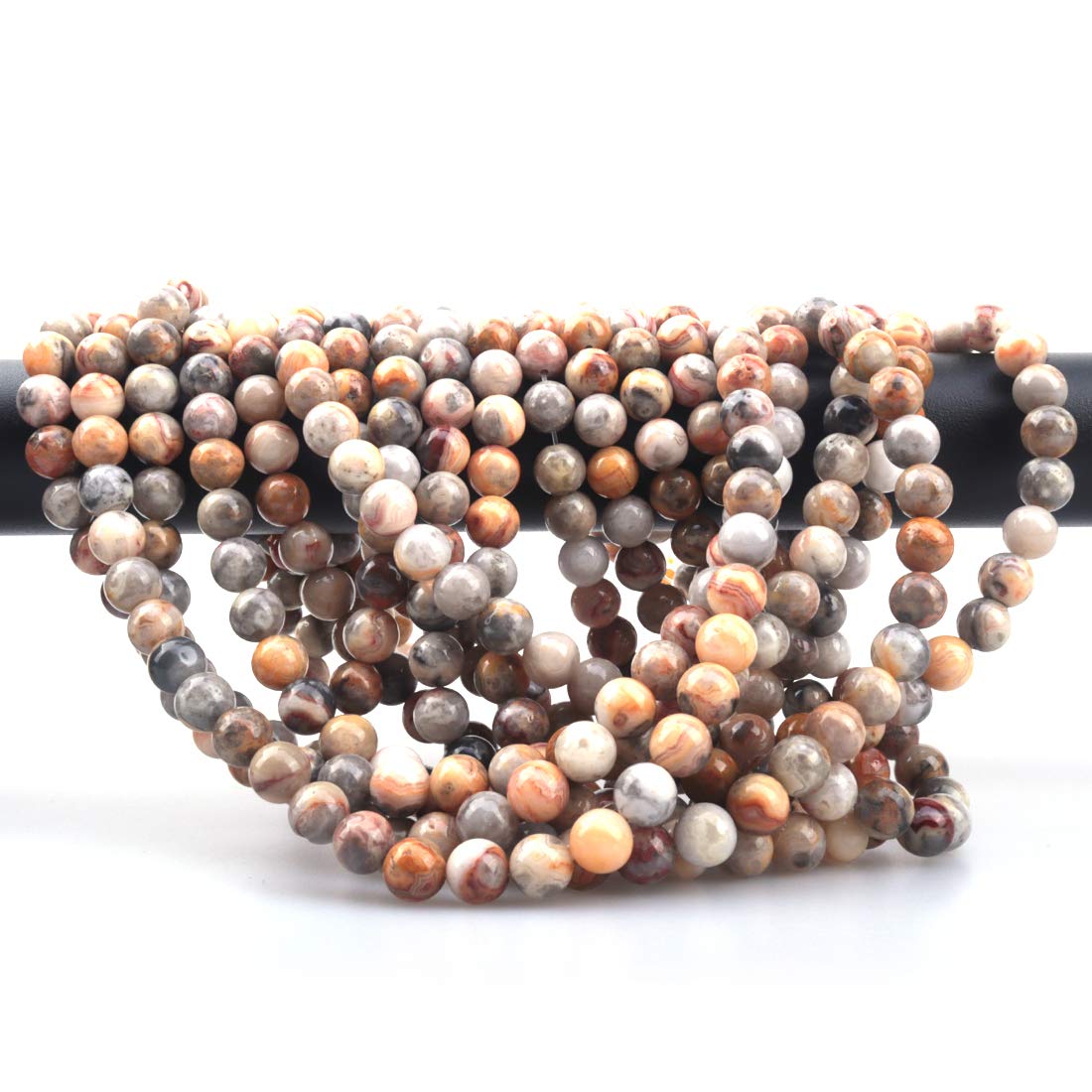 ICAI Beads 8mm Natural Crazy Lace Agate Stone Round Loose Stone Beads for Jewelry Making DIY Crafts Design 1 Strand 15" APPR.