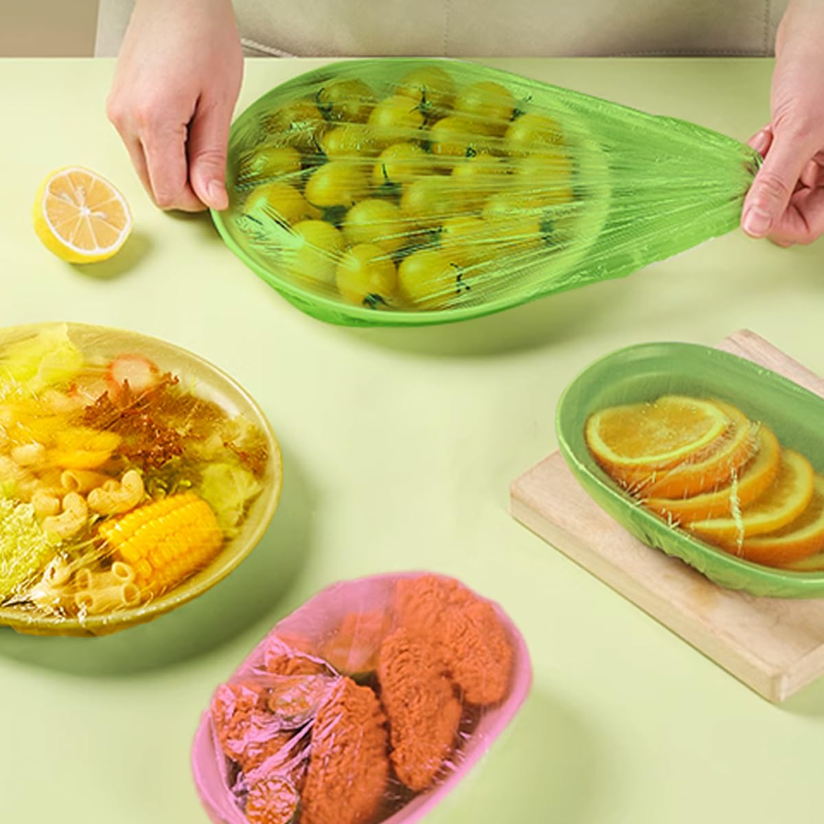 Mwellewm Bowl Covers Reusable Elastic Plastic Wrap for Food Storage Fresh Keeping Stretch Bags Bowl Covers for Bread Proofing Alternative to Foil for Family Outdoor Picnic Sourdough Baking(180)