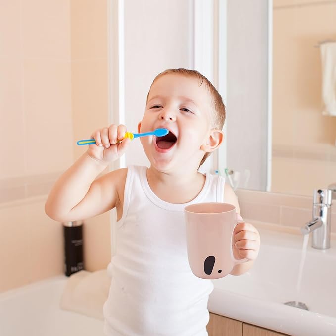 Toothbrush Travel Case, Removable and Portable Toothbrush Holder Cup, Use for Travel, Hiking,Camping, School, Bathroom, Cute and Playful Elephant Styling for Kids and Teens (Pink)