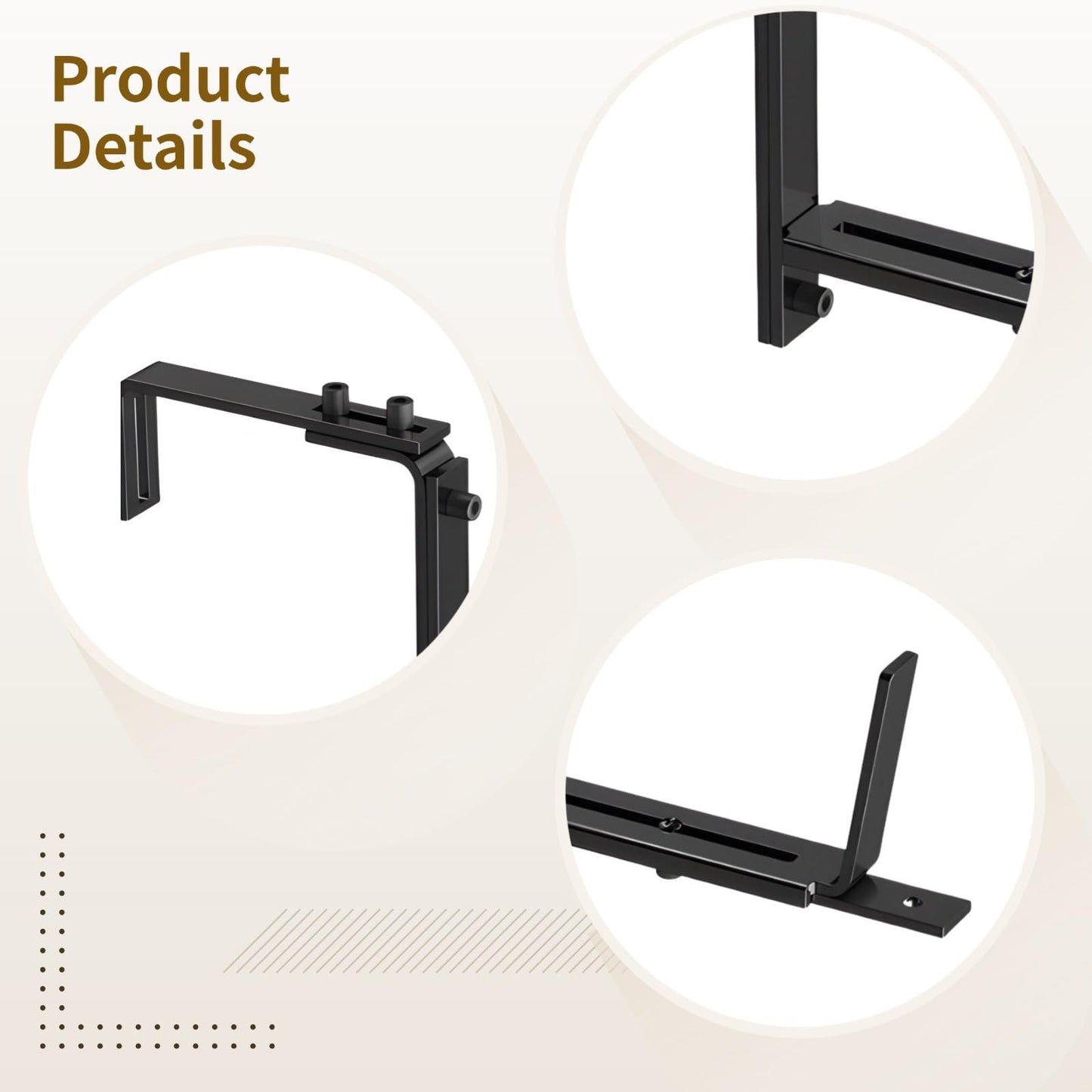 Railing Planter Holders, 4 Adjustable Brackets, Fits 2-7 in Rails, for 5.9-12.6 in Pots, Sturdy Iron, Rustproof