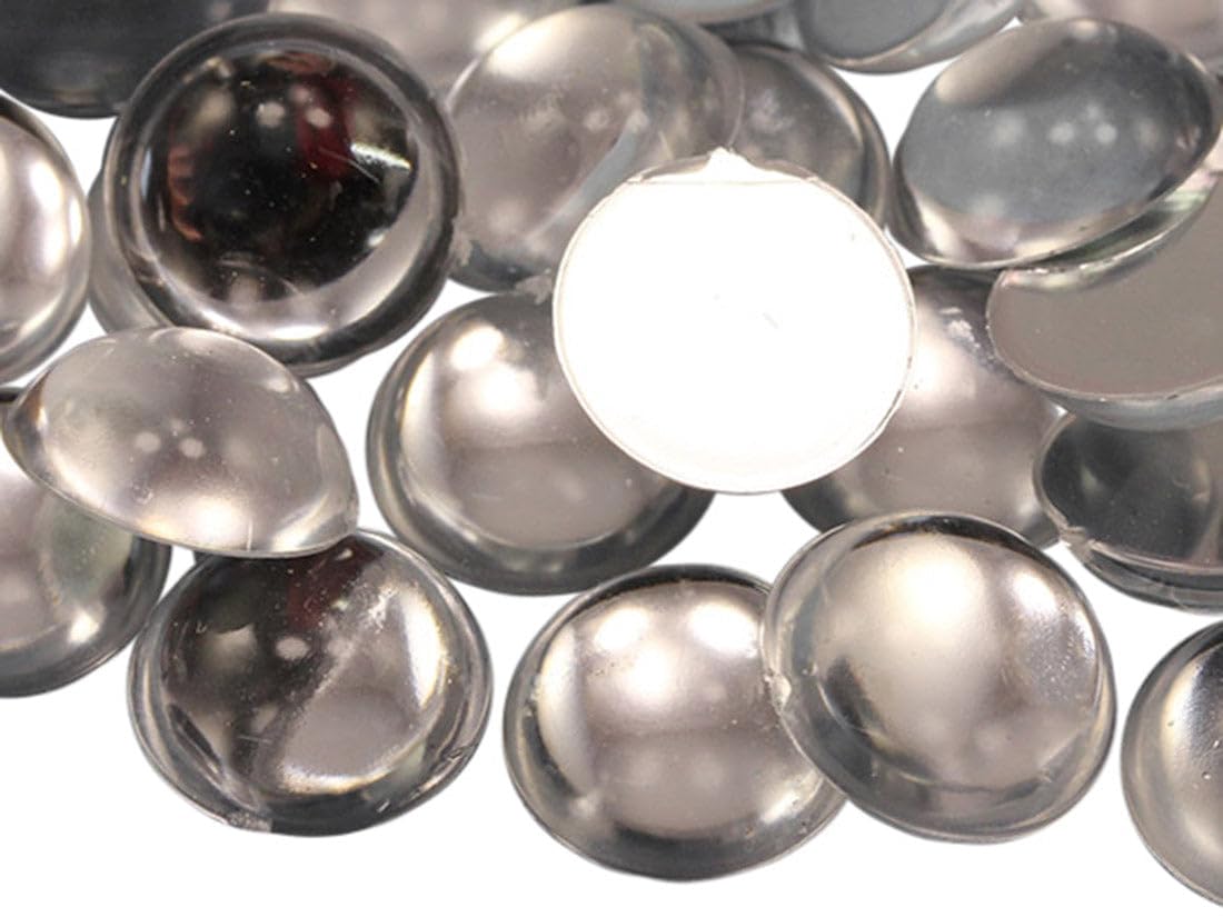 KraftGenius Allstarco 200PCS Flat Back Acrylic Round Pearl Cabochons Plastic Gems Embellishments Jewelry Craft Costumes Card Invitations Cosplay - 5mm Crystal Clear H102