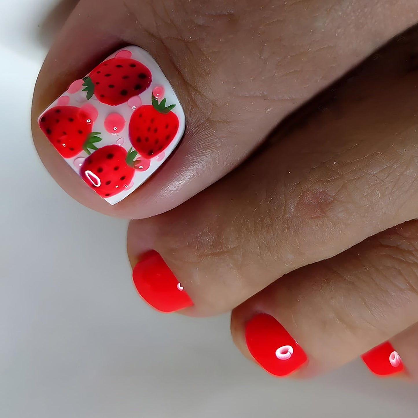 FIEONCIY Press on Toenails with Designs Acrylic Fake Nails for Toe Artificial False Nails with Charms Glue on Toe Nails for Spring Summer Stick on Toenails for Women Girls(JL004)