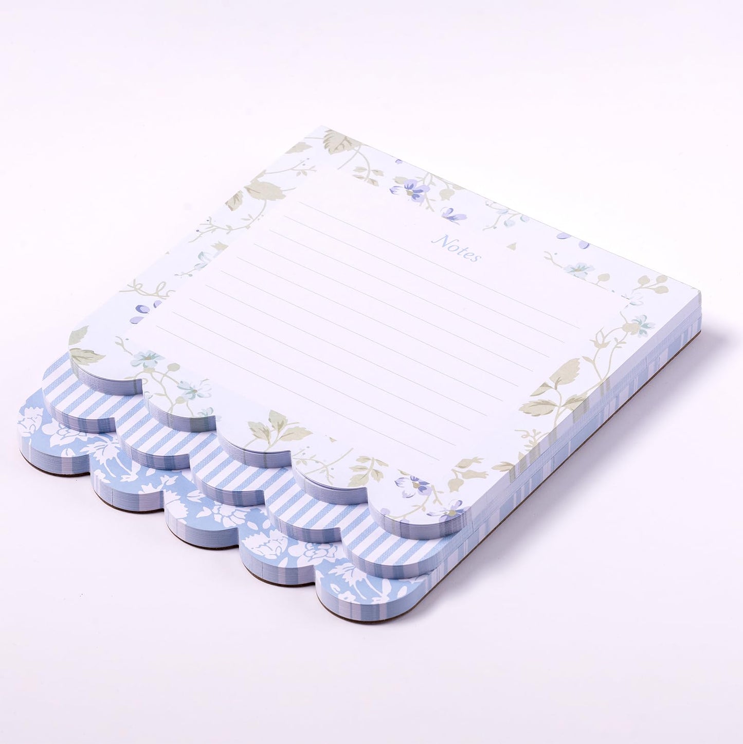 Laura Ashley 3-in-1 Scalloped Edge Layered Notepad – 6.5 x 7.5 Inch Writing Pad with 150 Lined Tear-Off Sheets, Elegant Heirloom Cottage Stationery, Glue-Bound with Sturdy Backboard