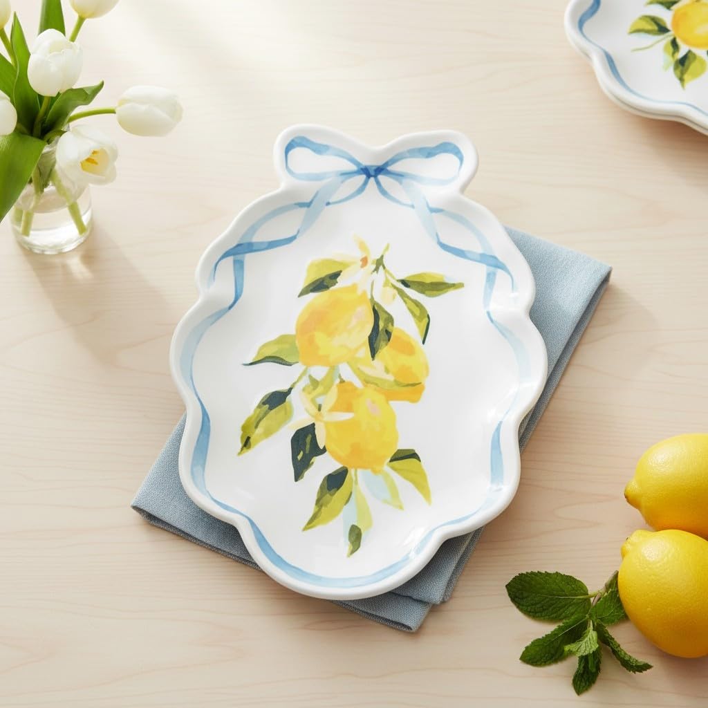 10 Strawberry Street Amalfi Lemon Ribbon Oval Platter, 14" x 10"