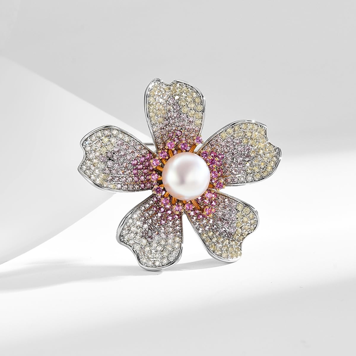 EMEGCY Lily Brooch for Women Rhinestone Lily Brooch Pin 18k Gold Plated Lily Pin Jewelry for Mom Wife Lily Pins