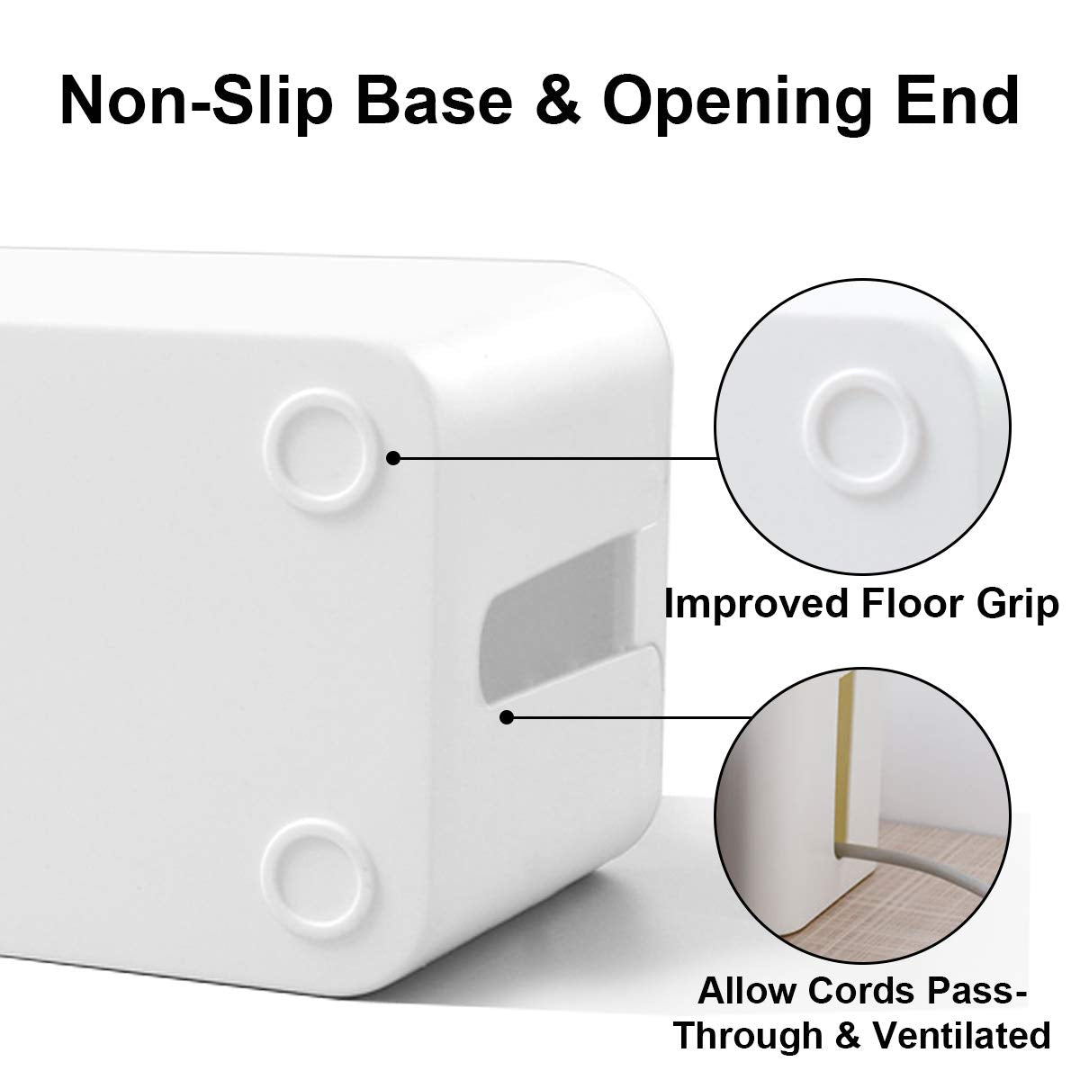 Cable Management Box - 3 Pack Cord Organizer Box for Desk - Large Medium Small Cable Box to Hide Power Strip & Wires - Pet-Safe Cord Hider for TV Computer Under Desk - White
