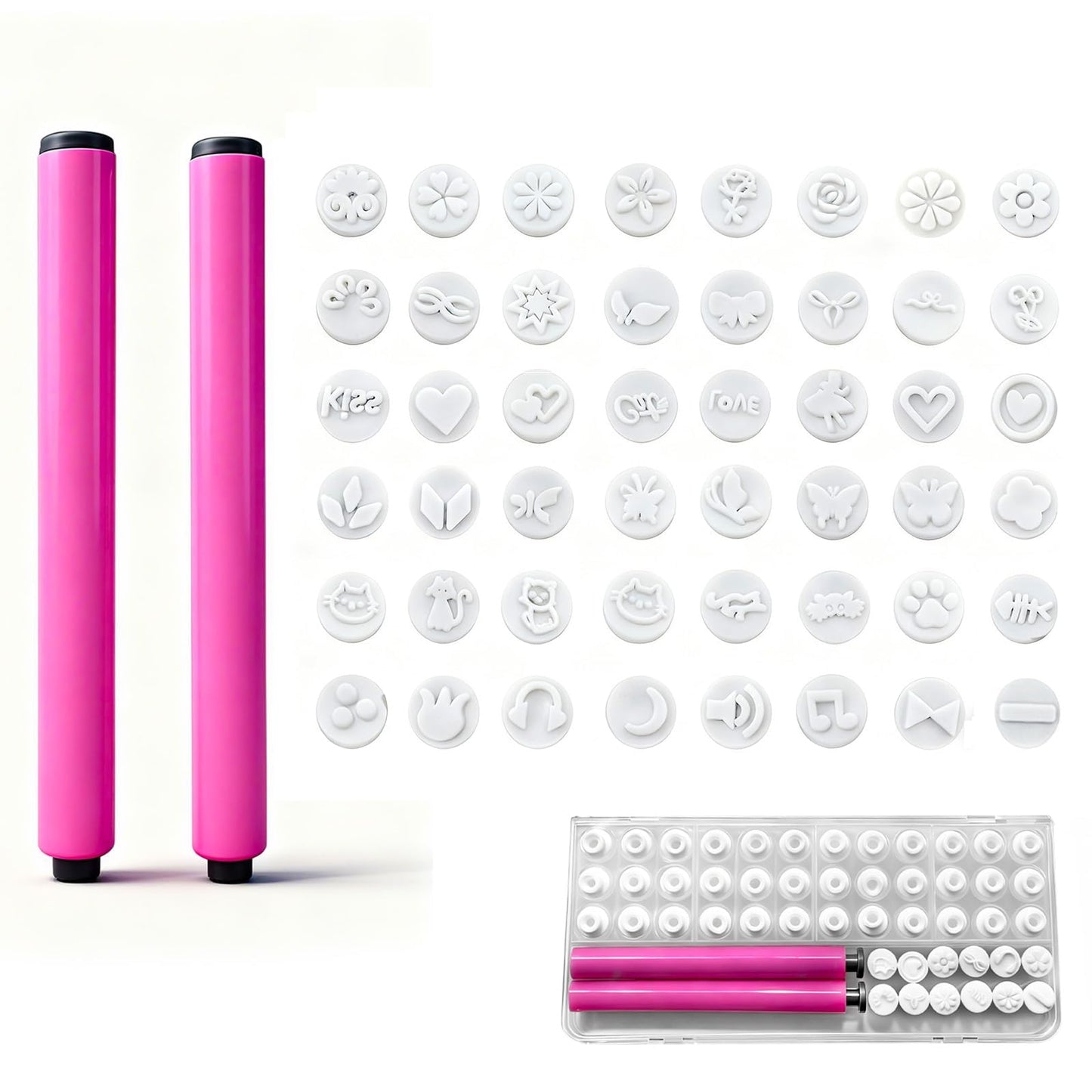 48 Pcs Nail Stamp Pen Set, Nail Art Pens, Quick Nail Art Tools with Different Patterns, Flower Butterfly Rose DIY Nail Stamping Pen Kit, Nail Design Tools for Women