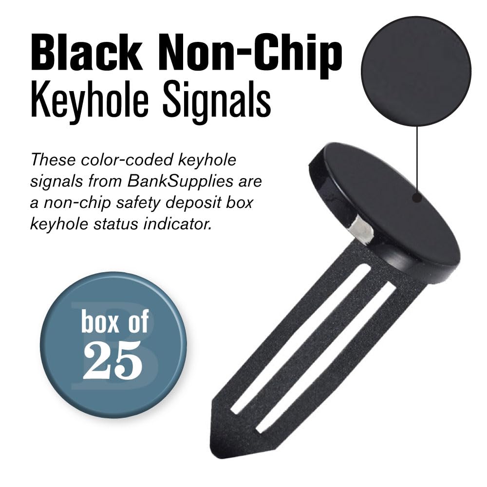 BankSupplies Keyhole Signals - Black Death Signal - Box of 25 - Non-Chip - Reusable & Long-Lasting - At-a-Glance Organization - Color Coded Plugs