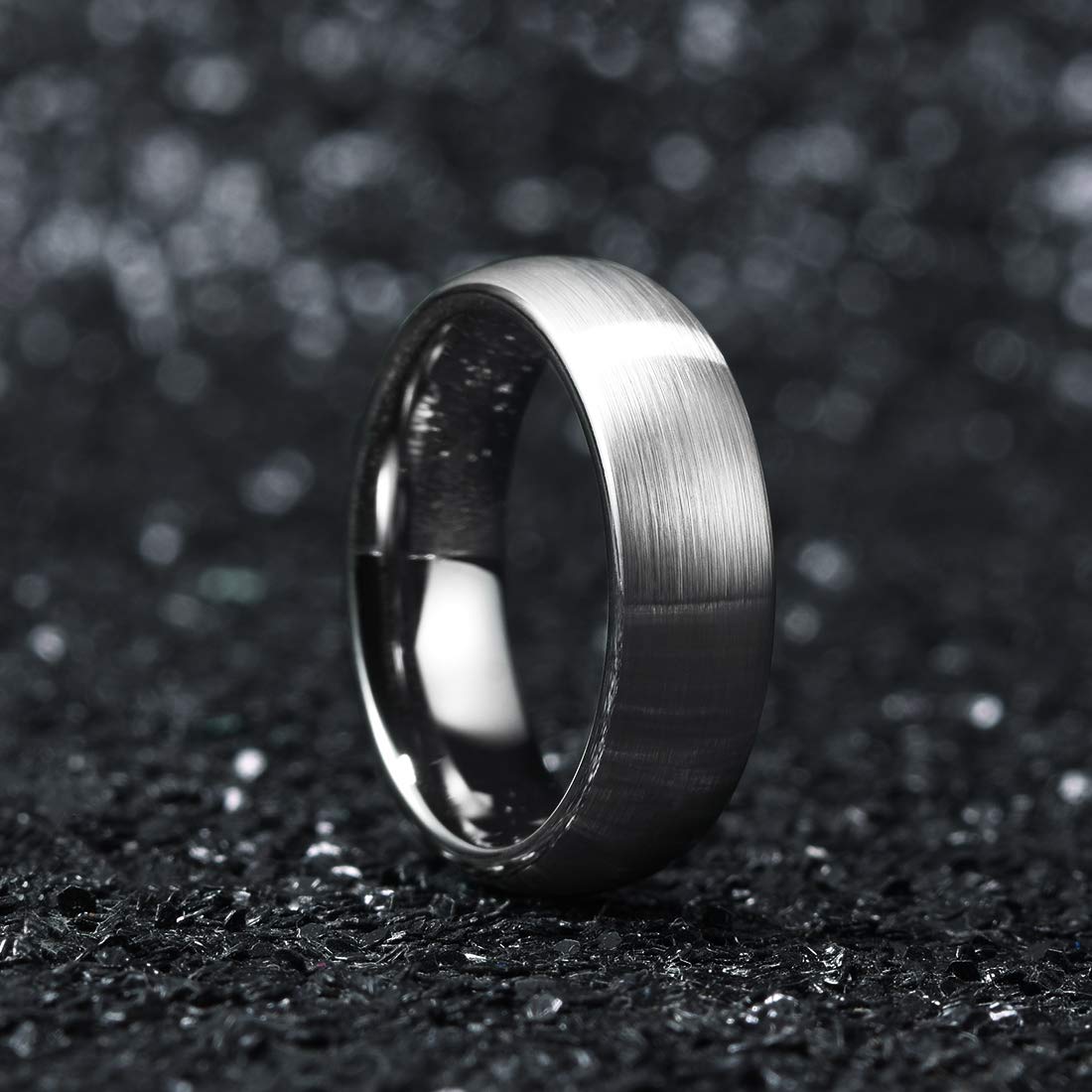 King Will 6mm Mens Silver Wedding Band, Brushed Domed Tungsten Carbide Ring for Men Women, Engagement Rings, Comfort Fit, Size 10.5