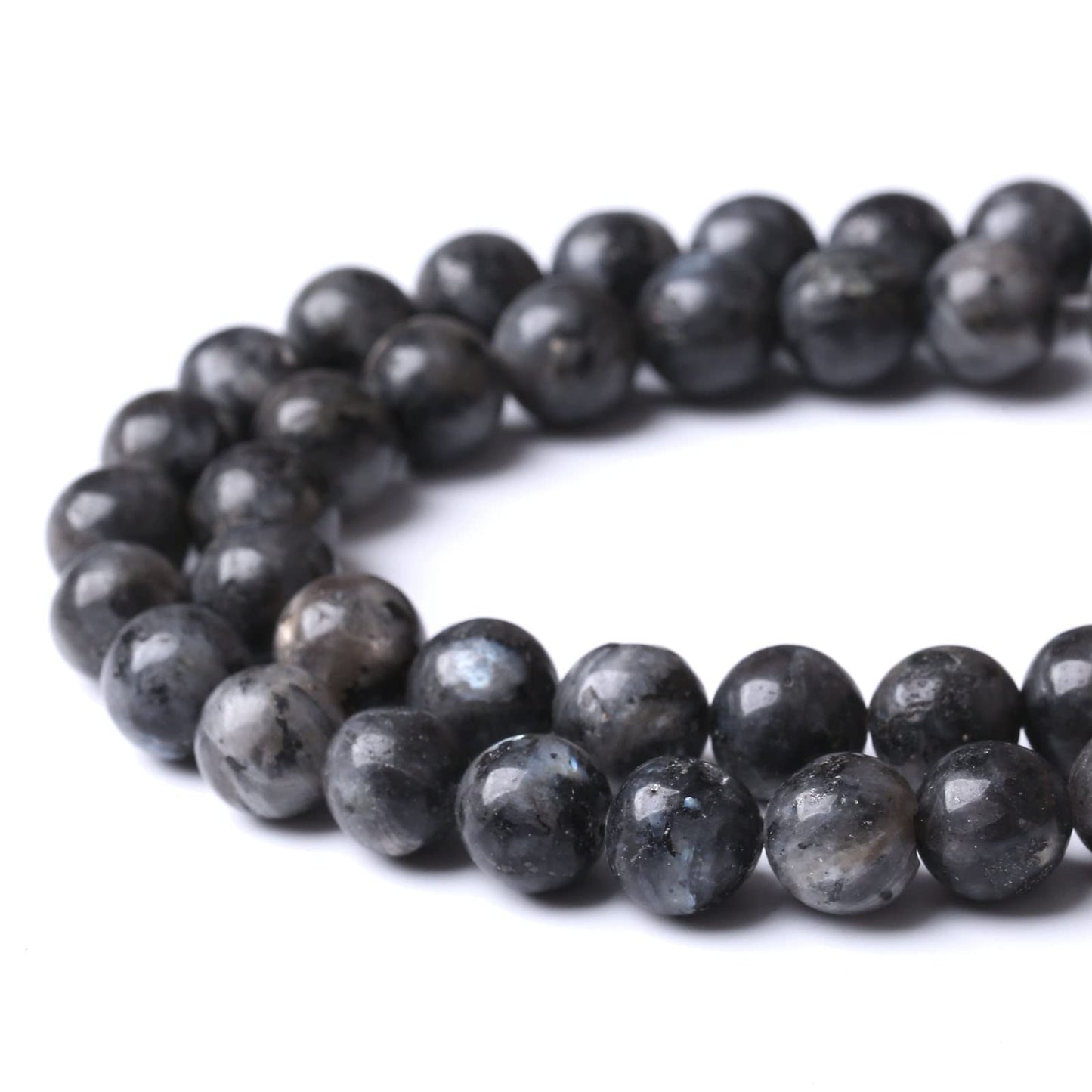 60PCS 6MM Natural Black Labradorite Beads Round Loose Stone Beads for Jewelry Making DIY Energy Stone Healing Power Bracelet 15"