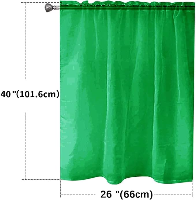 SpaceDresser Basic Rod Pocket Sheer Voile Window Curtain Panels Green 1 Pair 2 Panels 26 Width 40 Inch Long for Kitchen Bedroom Children Living Room Yard（Green，26Wx 40L）