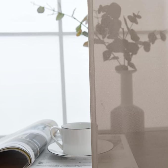 SpaceDresser Basic Rod Pocket Sheer Voile Window Curtain Panels Taupe 1 Pair 2 Panels 52 Width 108 Inch Long for Kitchen Bedroom Children Living Room Yard（Taupe, 52W x 108L）
