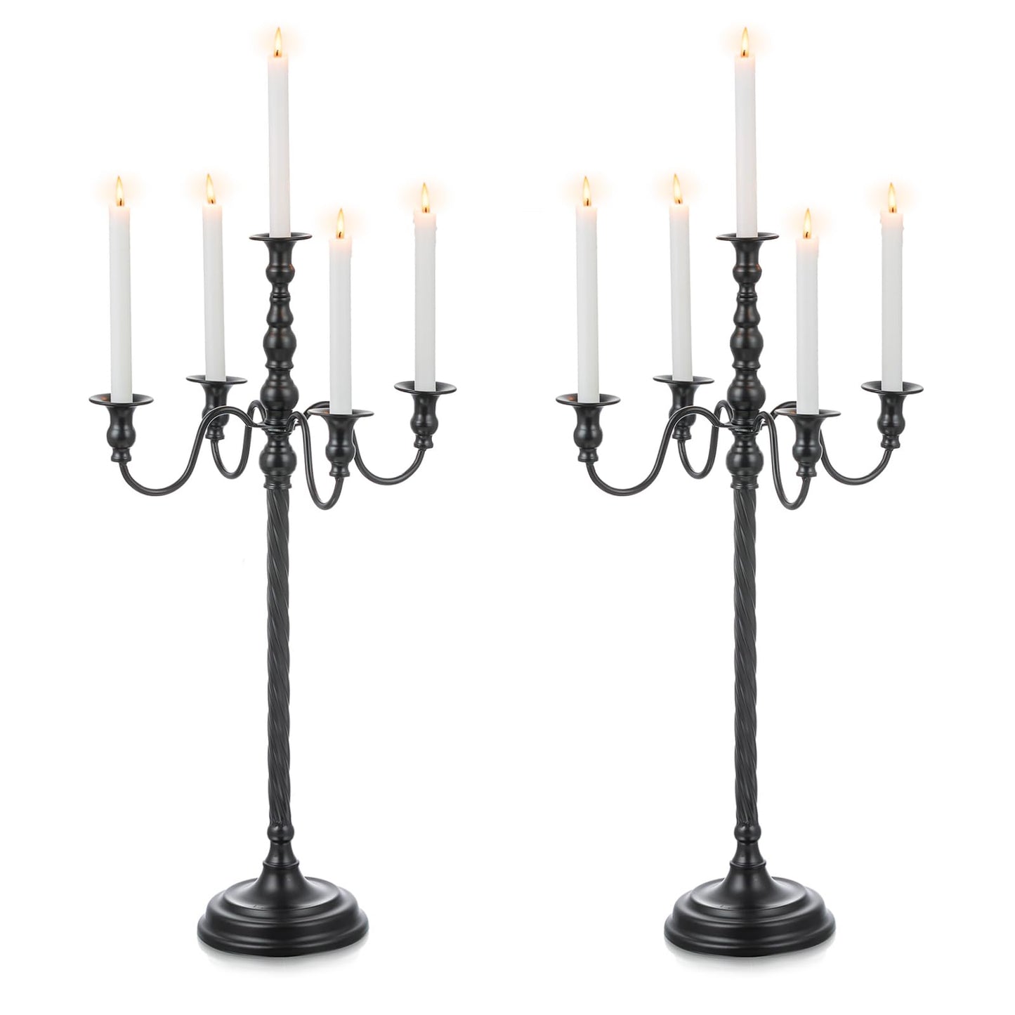 Candeldo Black Candelabra Halloween Decorations: 28 Inches Floor Gothic Candle Holder 5 Arm Metal Candlestick Stand for Table Fireplace Victorian Decor Set of 2