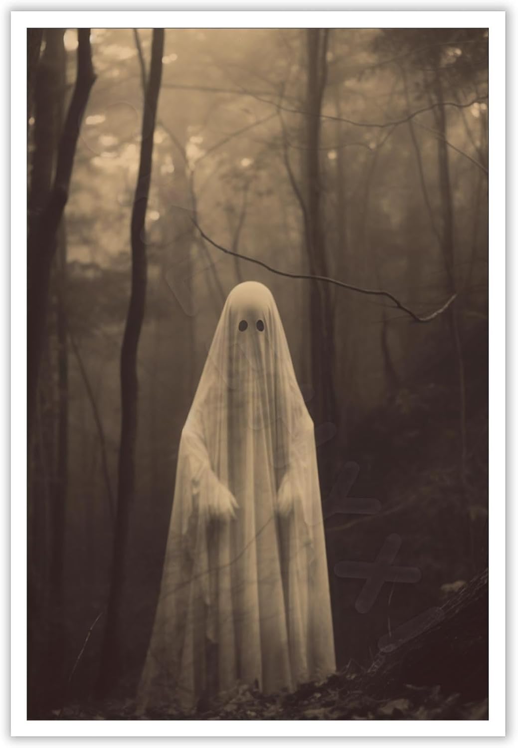Ghost Forest Spooky Print Poster The Gothic Room Decor Creepy Picture Posters Dark Academia Aesthetic Family Prints Canvas Wall Art Home Apartment Decorations 12X16inch Unframed