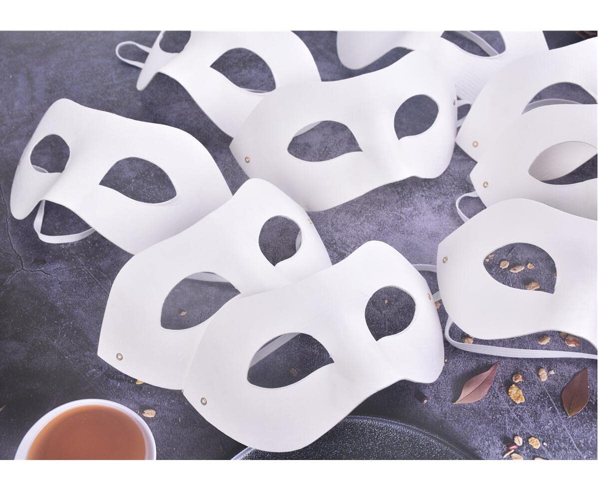 RUSVNO 20 Pieces Paper Mache Art Masks DIY Blank Paintable Paper Mask White Masquerade Masks