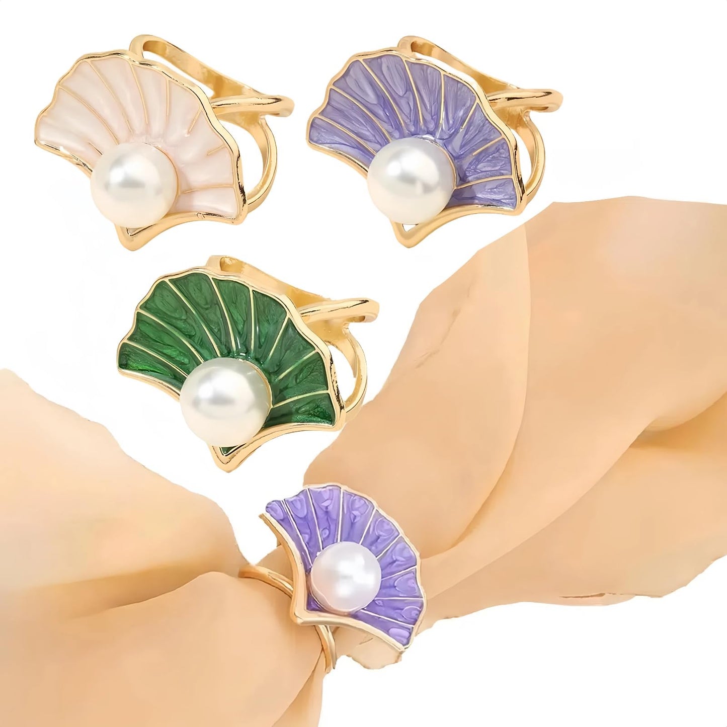3 PCS Scarf Ring Clip, Women's Multifunctional Scarf Buckle Clasps, White, Purple, Green