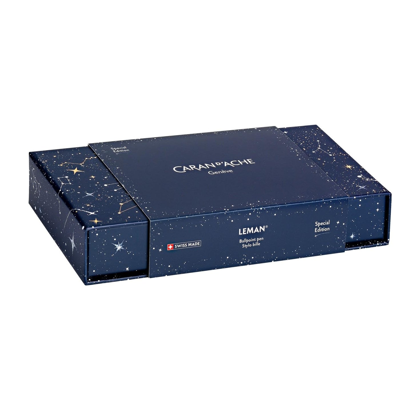 Caran d'Ache Léman ballpoint pen’s body lacquered in pearlescent celestial blue