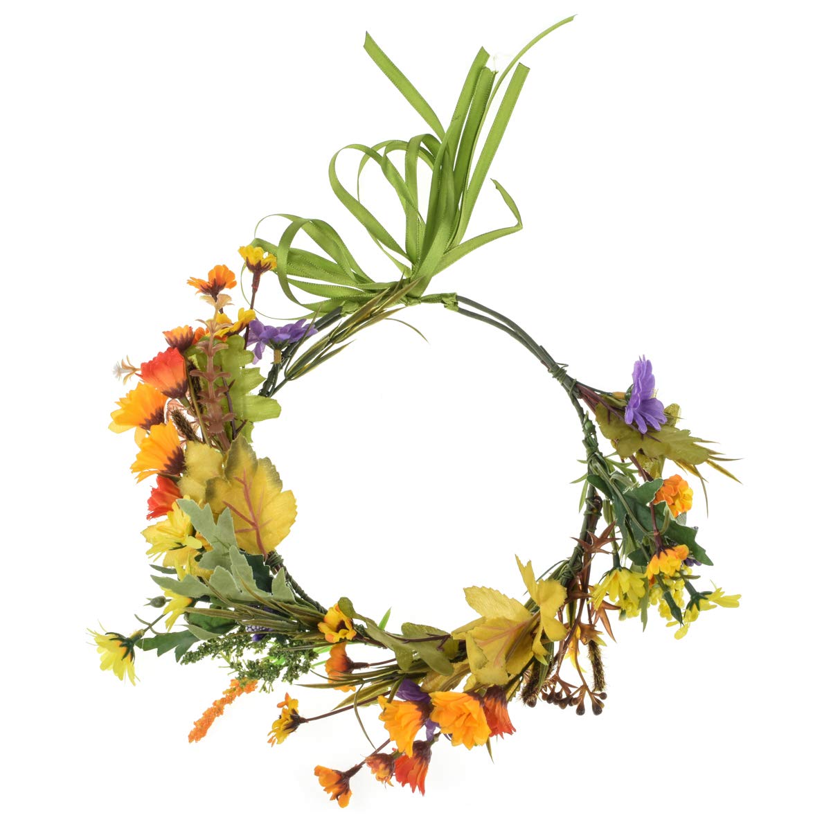 Vividsun Bridal Green Leaf flower Crown Eucalyptus Floral Headband Wedding Festivals Photo Props (A-yellow)