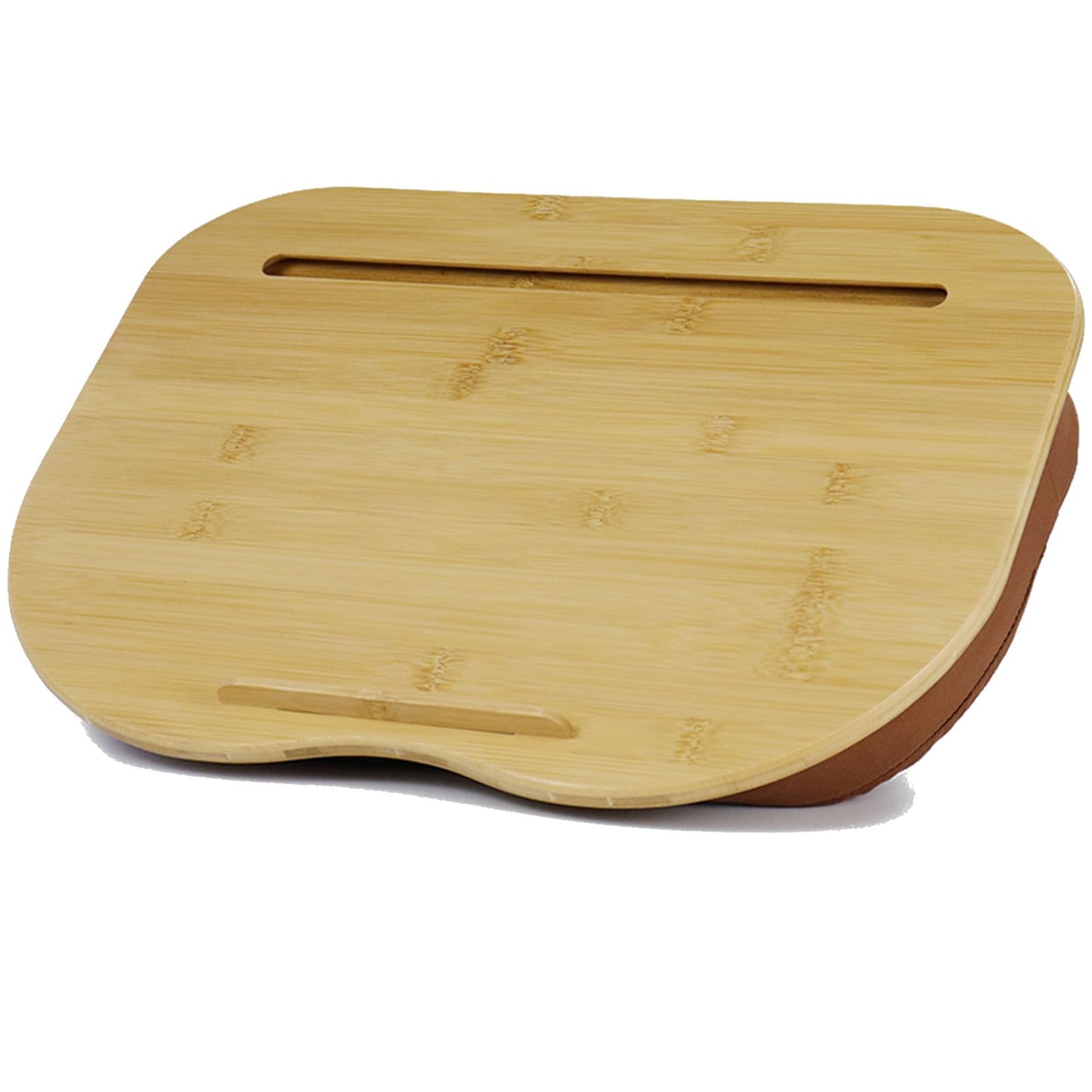 SANJIMO Lap Desk for Laptop with Cushion-Fits up to 15 inch, Bamboo Computer Laptop Stand with Phone Hoder, Anti-Slip Stopper