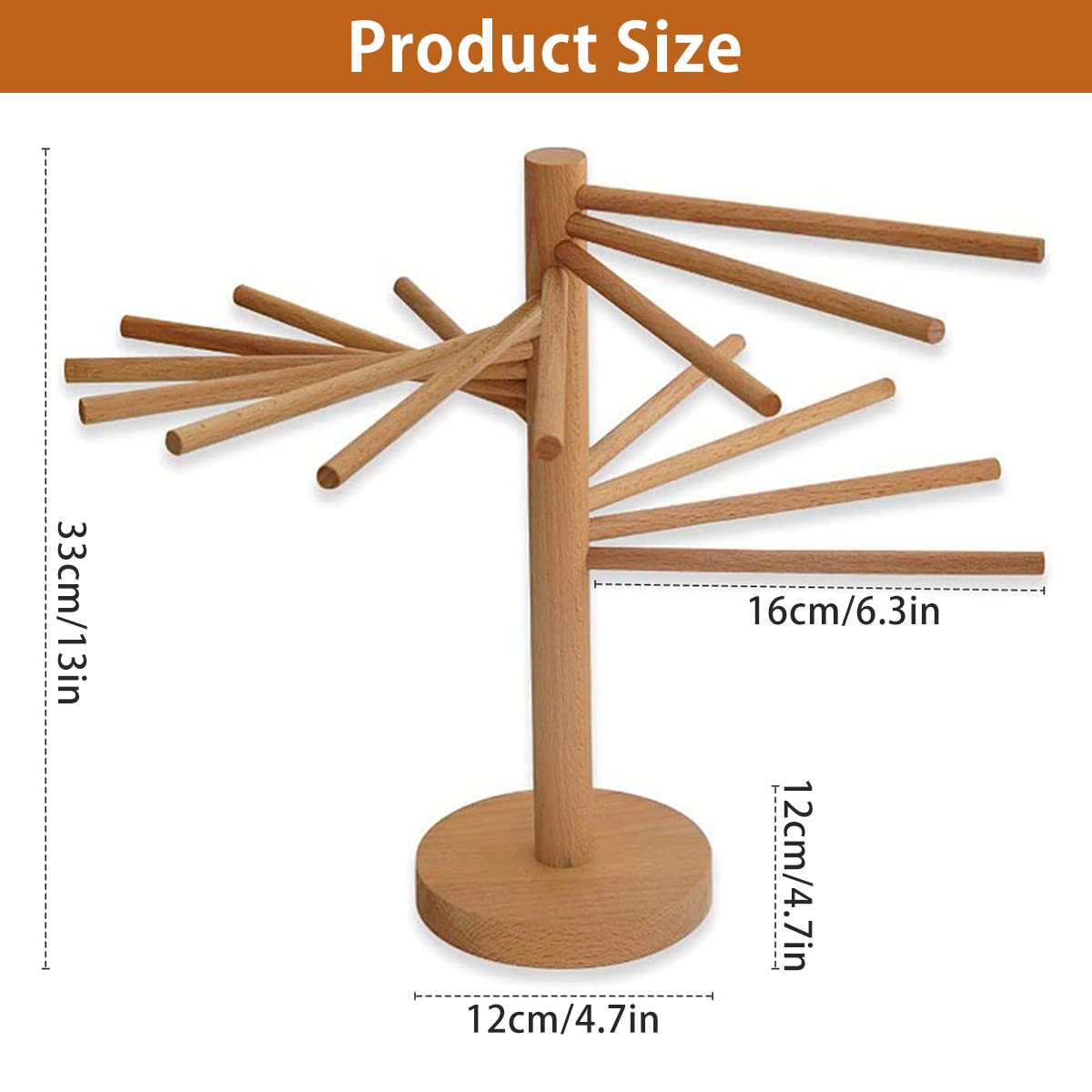 Kandishiex Pasta Drying Rack, 16-Arm Spaghetti Dryer Stand for Homemade Noodles, Quick Setup Kitchen Pasta Hanger for Fresh Pasta Drying and Storage