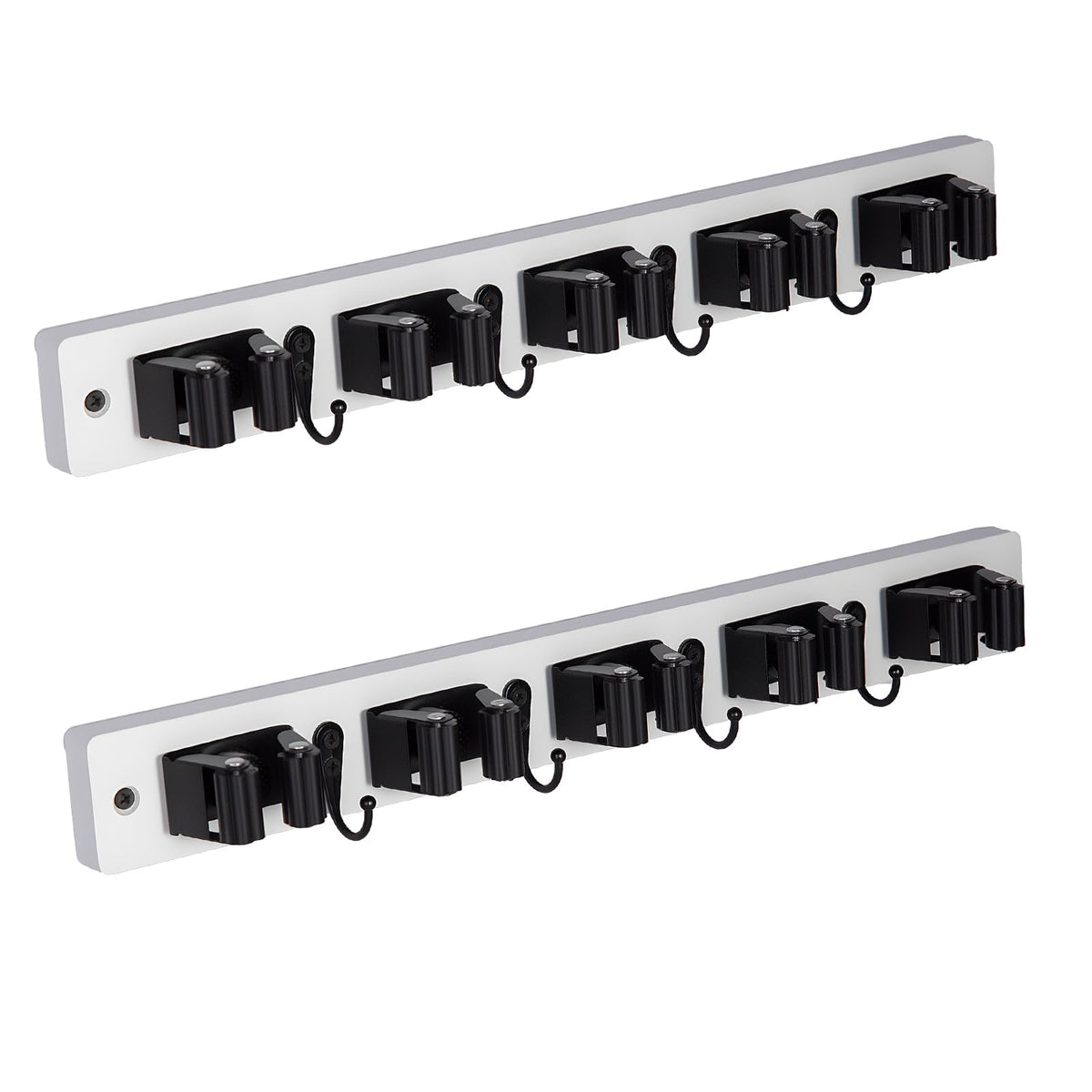 2 Pack Broom Holder Wall Mount With 5 Slots & 4 Hooks (2 Count)