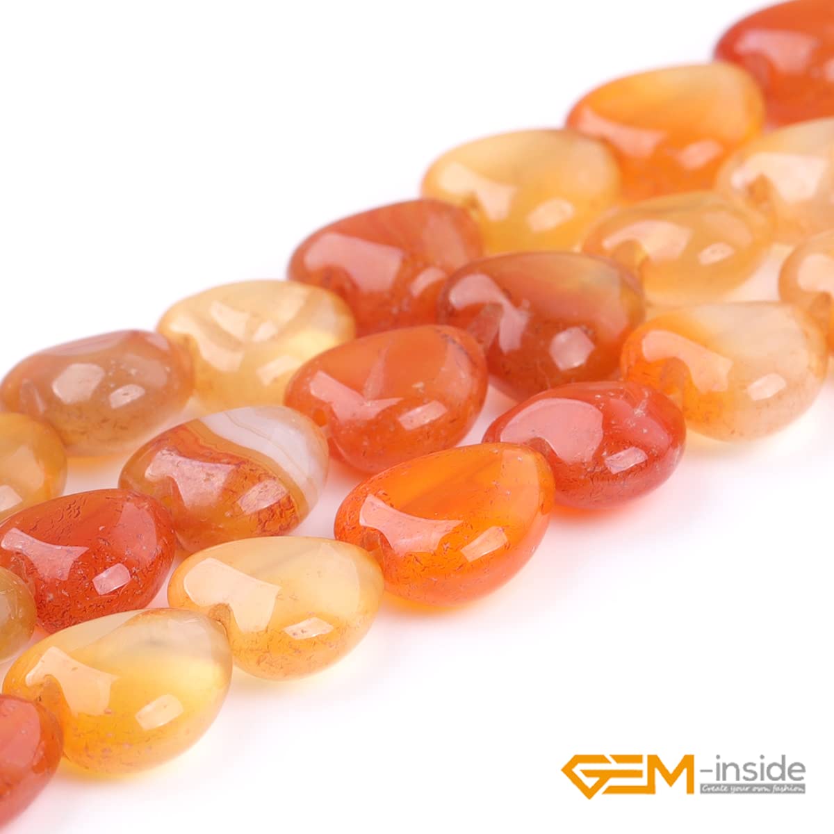 GEM-Inside 10mm Heart Charms Natural Red Carnelian Agate Gemstone Stone Beads for Jewelry Making Full 15" Strand Power Energy Healing Chakra Stone Beads
