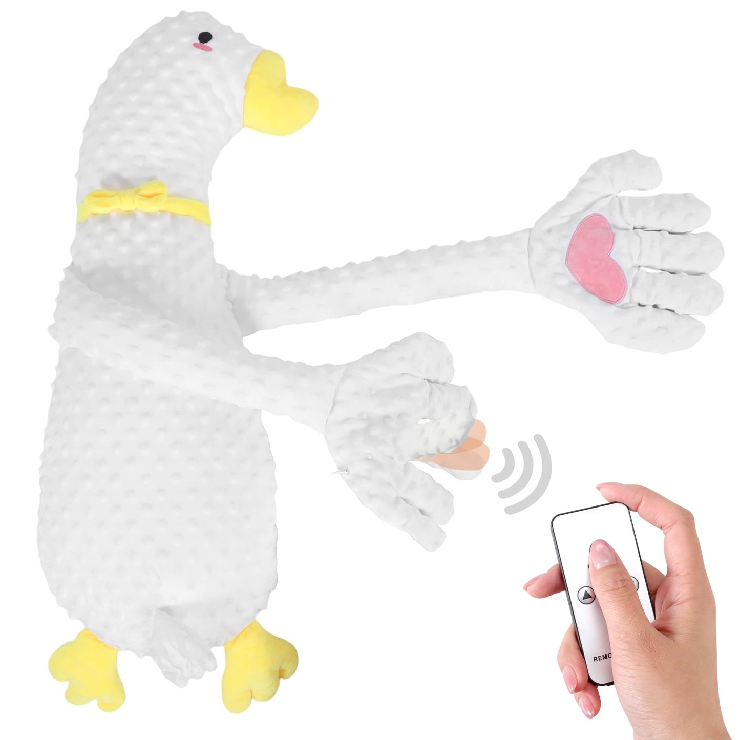 LiKiLiKi Giant White Goose Large Plush Doll, Automatic Patting Stuffed Animal, Soft Minky Fabric Cuddly Toy, Oversized Cozy Plush Figure for Home Decor & Daily Companion (Swan)