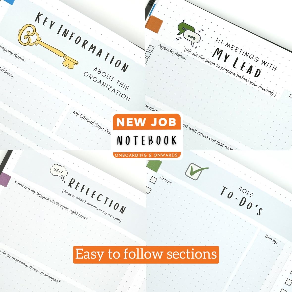 New Job Notebook Onboarding & Onwards! - Hardcover Guided Journal For Work, Business, Office Professionals Starting a Job, A5 Size (5.8 x 8.3 inch), 185 Pages, 120gsm Paper, Personal Organizer, Grey
