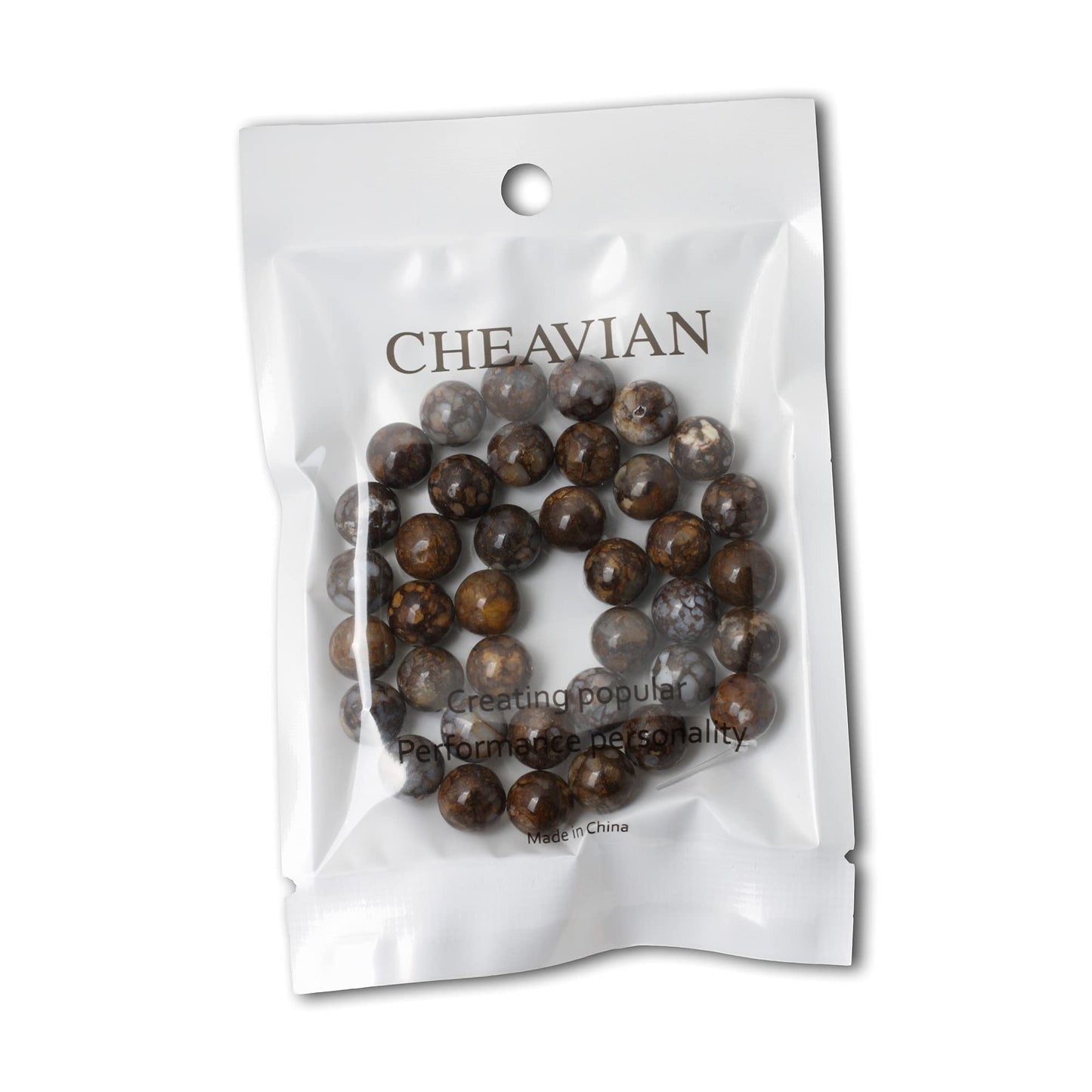 CHEAVIAN 35PCS 10mm Natural Fire Lace Opal Round Loose Beads for Jewelry Making DIY Bracelet Necklace Materials 1 Strand 15"