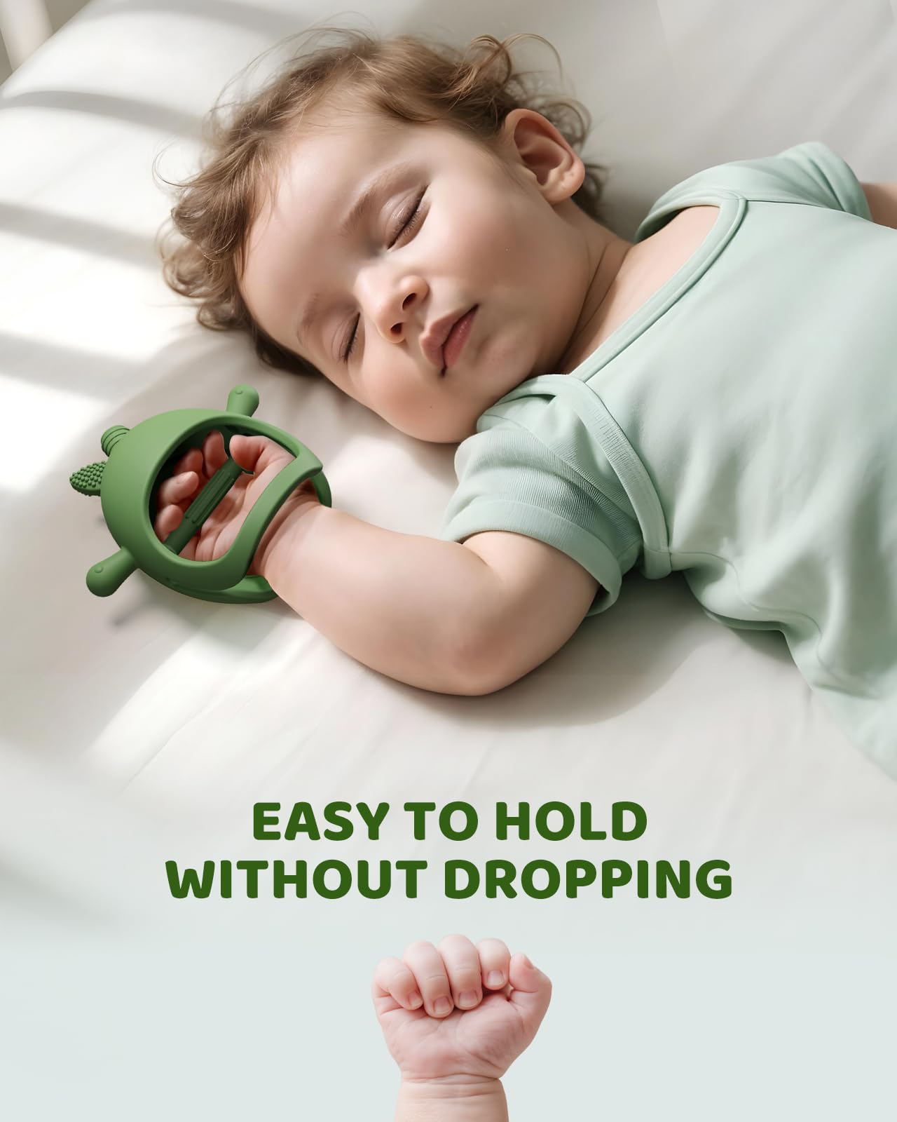 ChooKaChoo 2 Pack Baby Teething Toy Silicone Avocado Teething Mitten for Babies Over 3 Months Anti Dropping Wrist Hand Teethers Baby Chew Toys for Sucking Needs, BPA Free