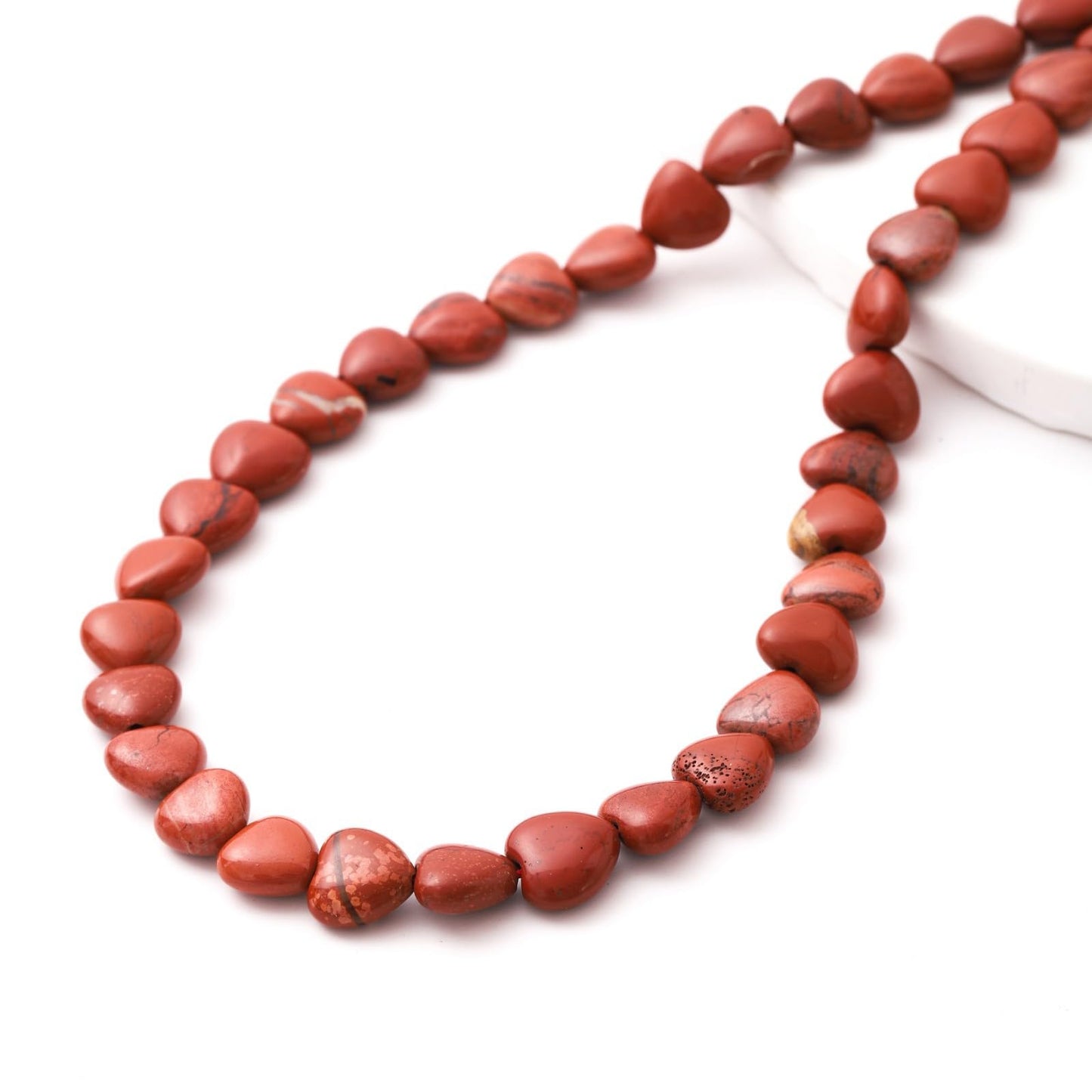 Natural Heart Shaped Red Stone Beads 10mm Loose Crystal Healing Beads for DIY Necklace Bracelet Making Gemstone Craft Supplies